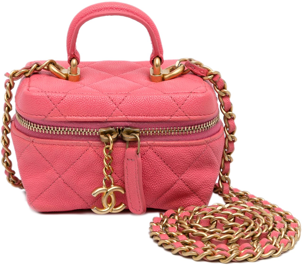 Chanel Micro Caviar Chain Vanity Bag Roze