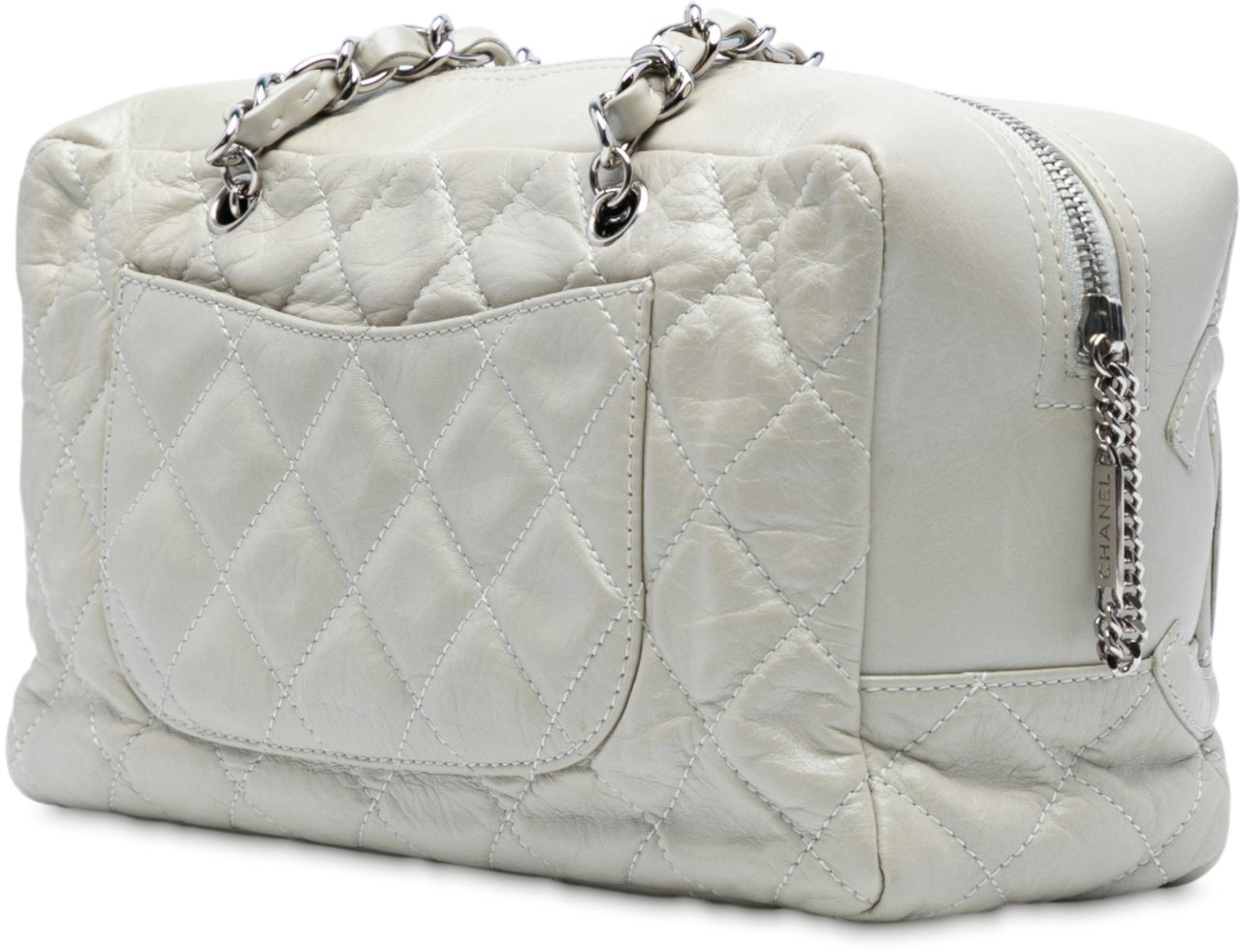 Chanel Quilted Aged Calfskin Cotton Club Bowler Bag Wit