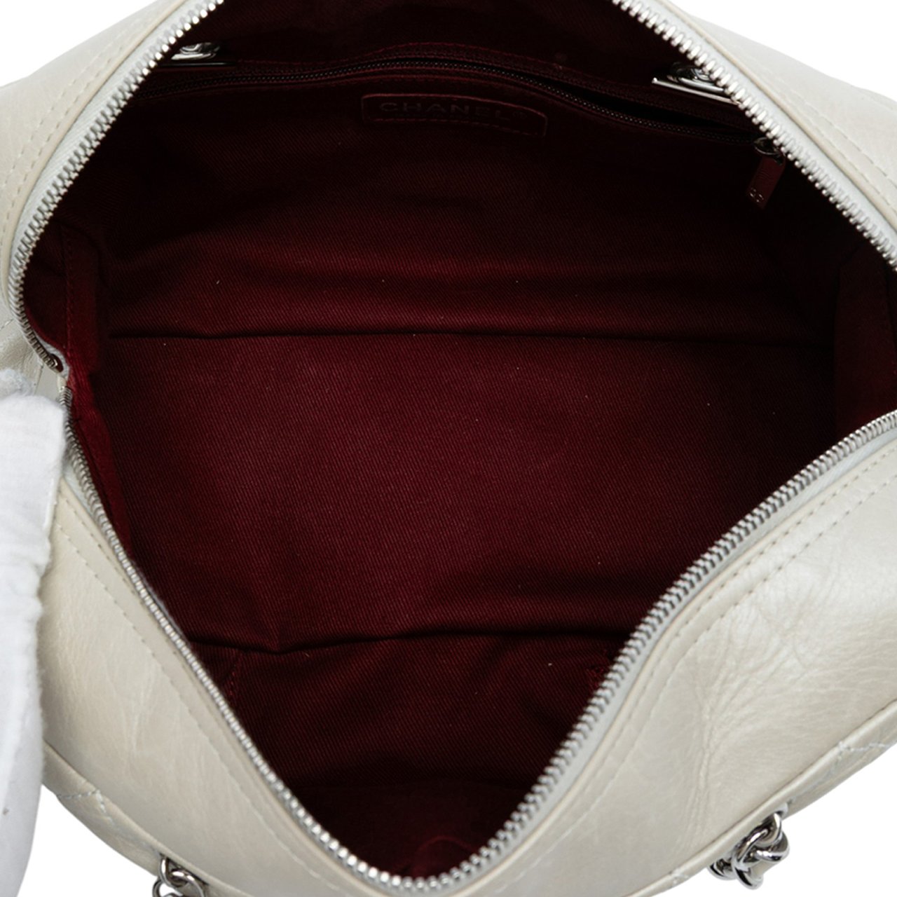 Chanel Quilted Aged Calfskin Cotton Club Bowler Bag Wit