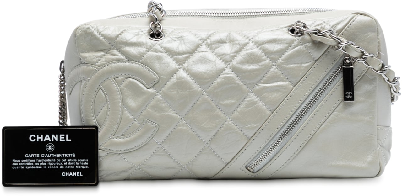 Chanel Quilted Aged Calfskin Cotton Club Bowler Bag Wit