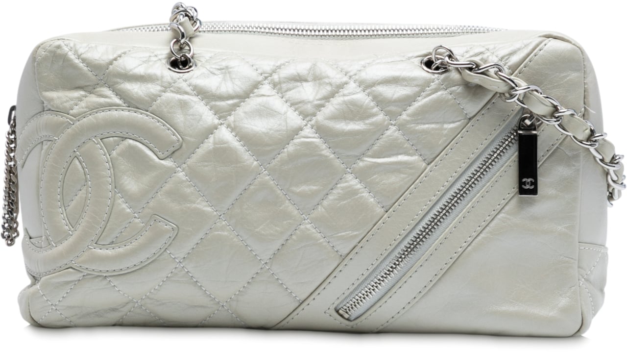 Chanel Quilted Aged Calfskin Cotton Club Bowler Bag Wit