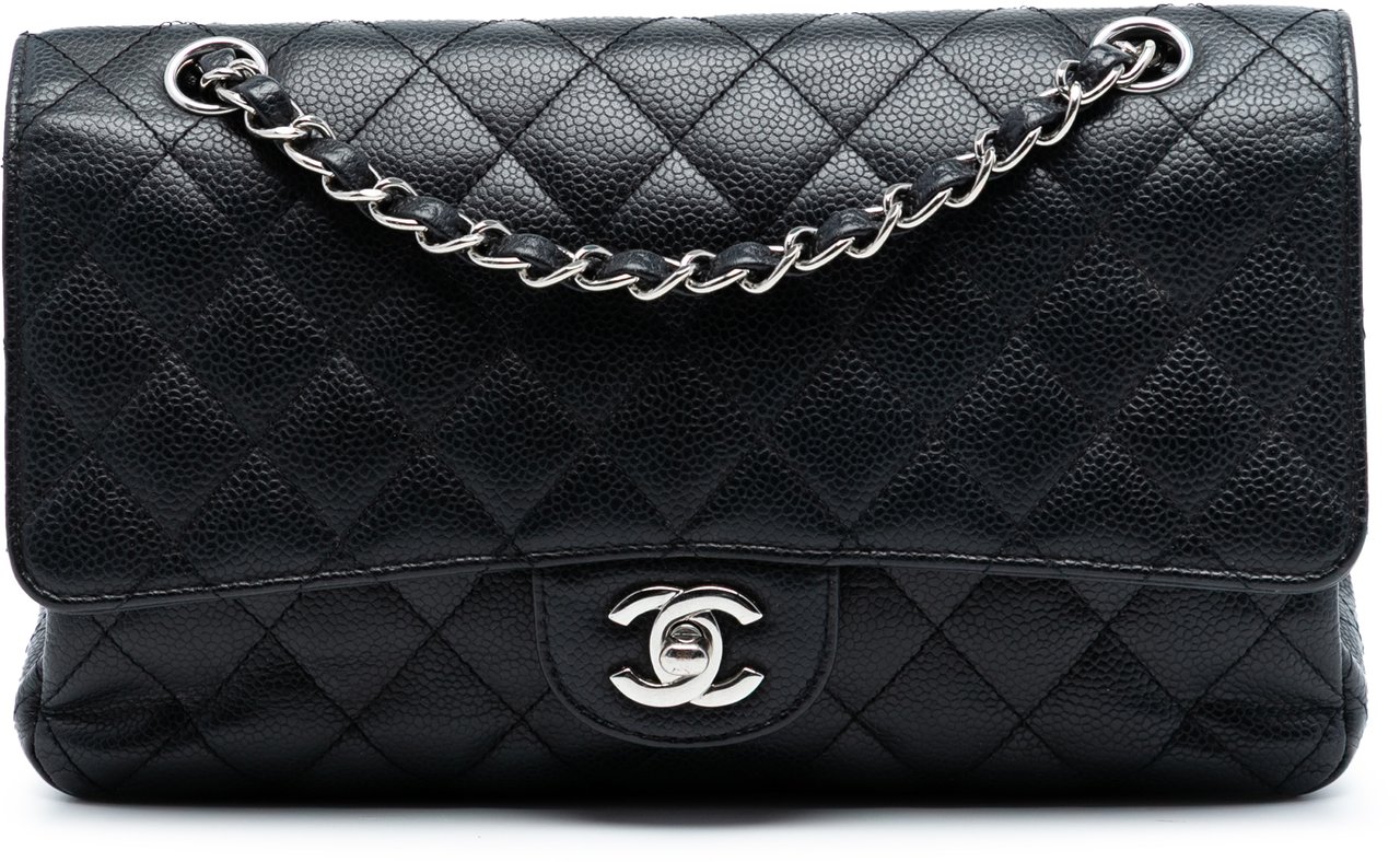 Chanel Medium Classic Caviar Double Flap Zwart