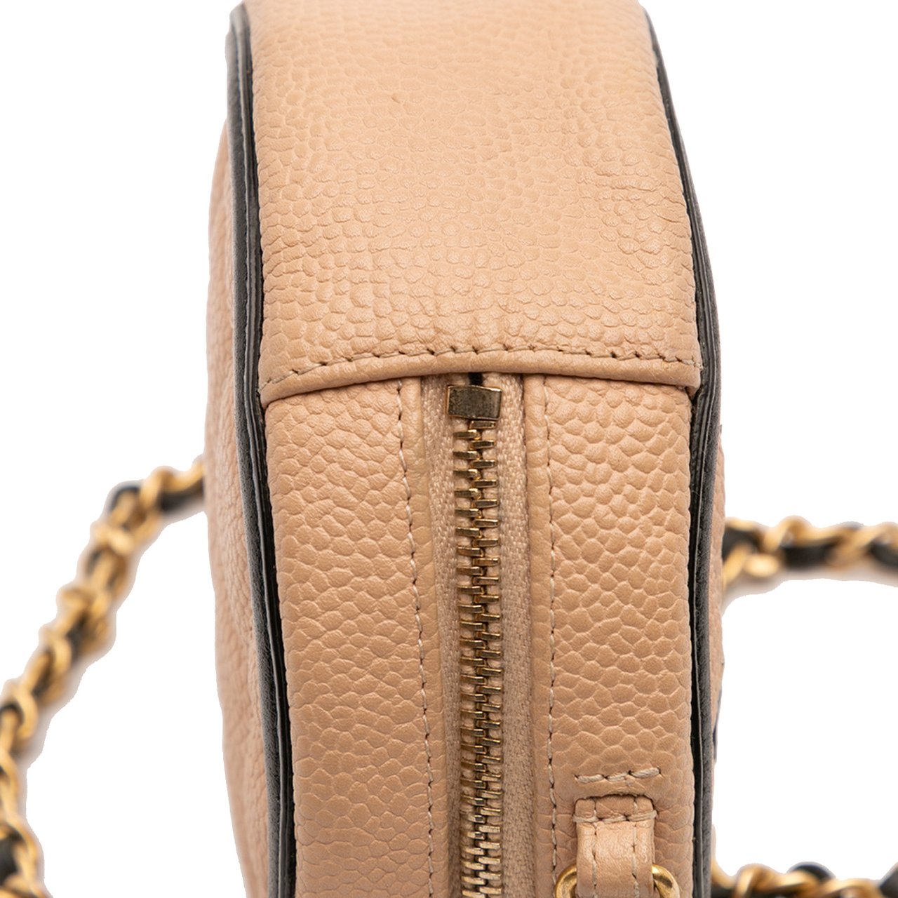 Chanel Caviar CC Filigree Round Crossbody Bruin