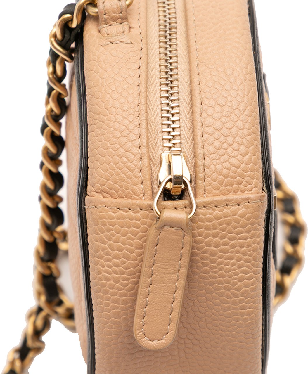 Chanel Caviar CC Filigree Round Crossbody Bruin