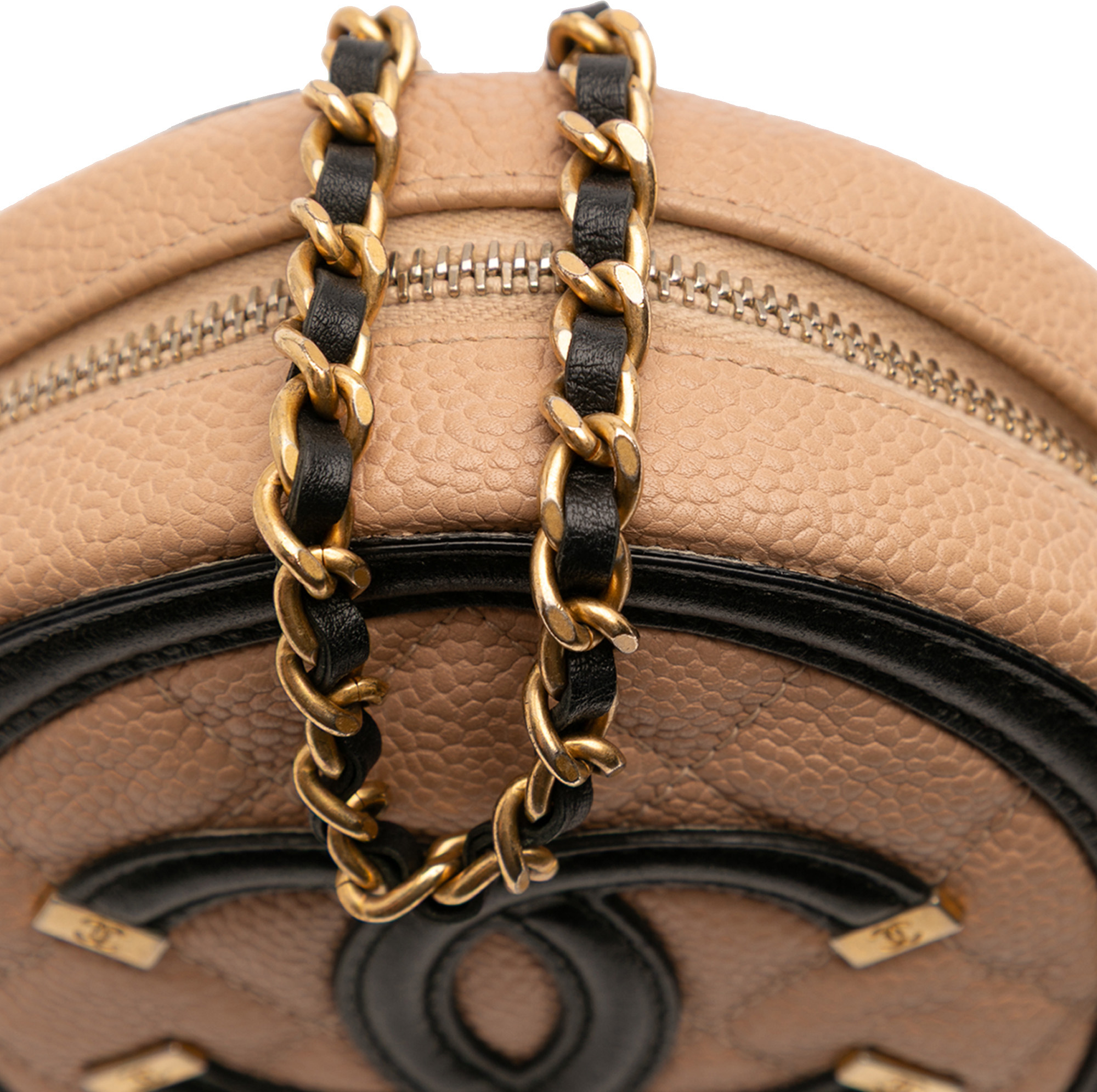 Chanel Caviar CC Filigree Round Crossbody Bruin