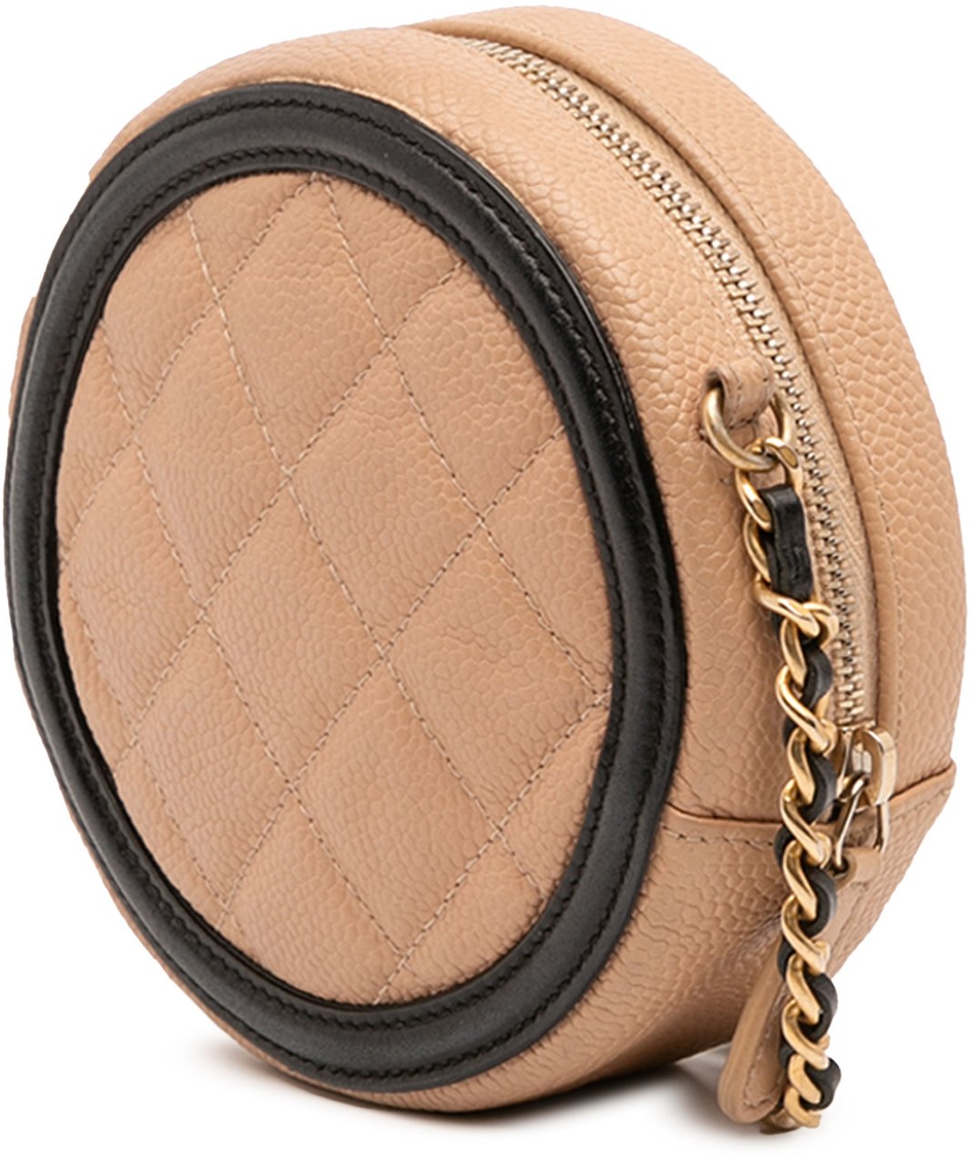 Chanel Caviar CC Filigree Round Crossbody Bruin