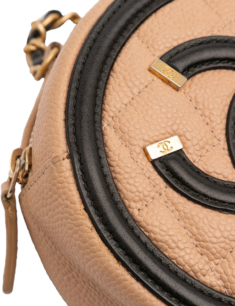 Chanel Caviar CC Filigree Round Crossbody Bruin