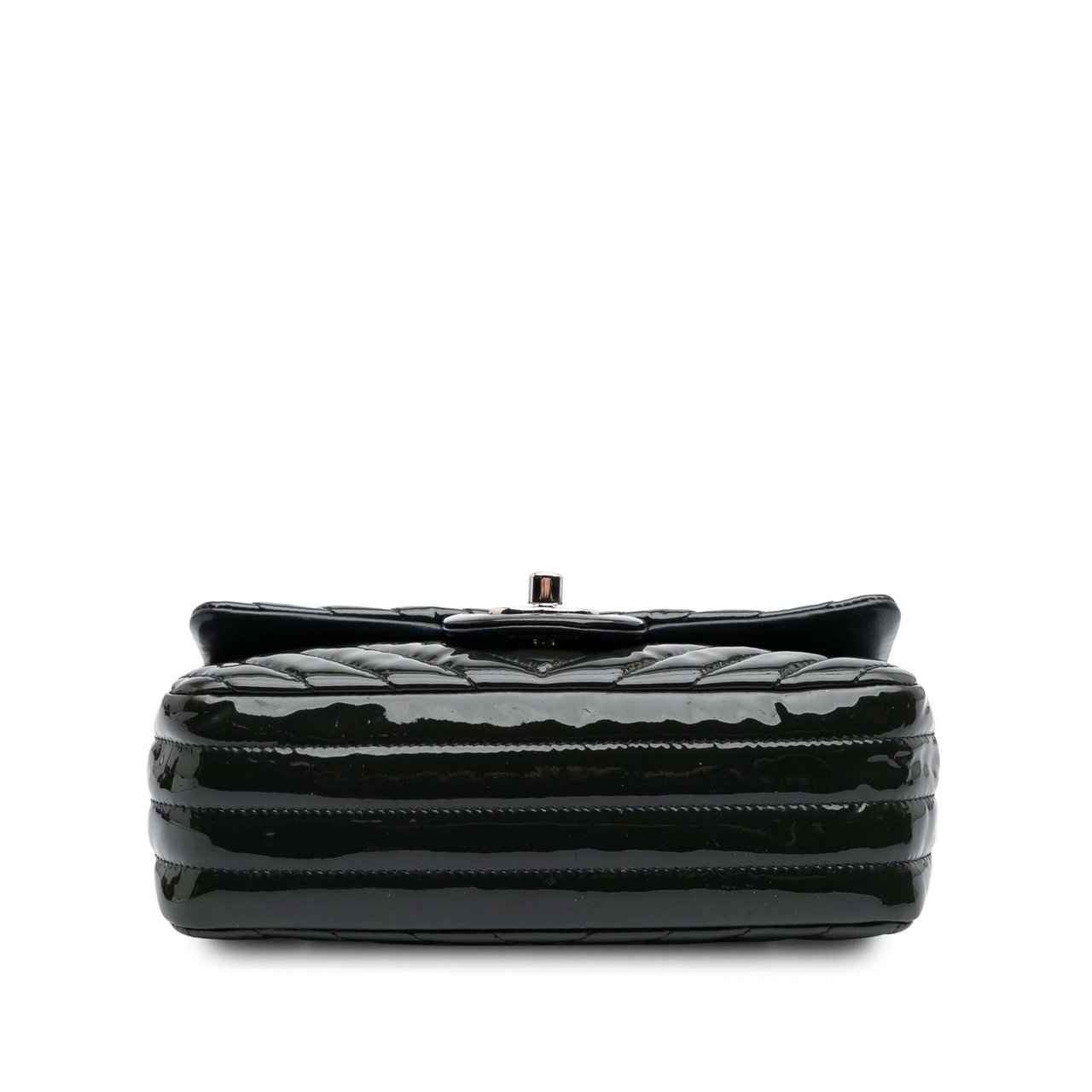 Chanel Mini Rectangular Classic Chevron Patent Single Flap Blauw