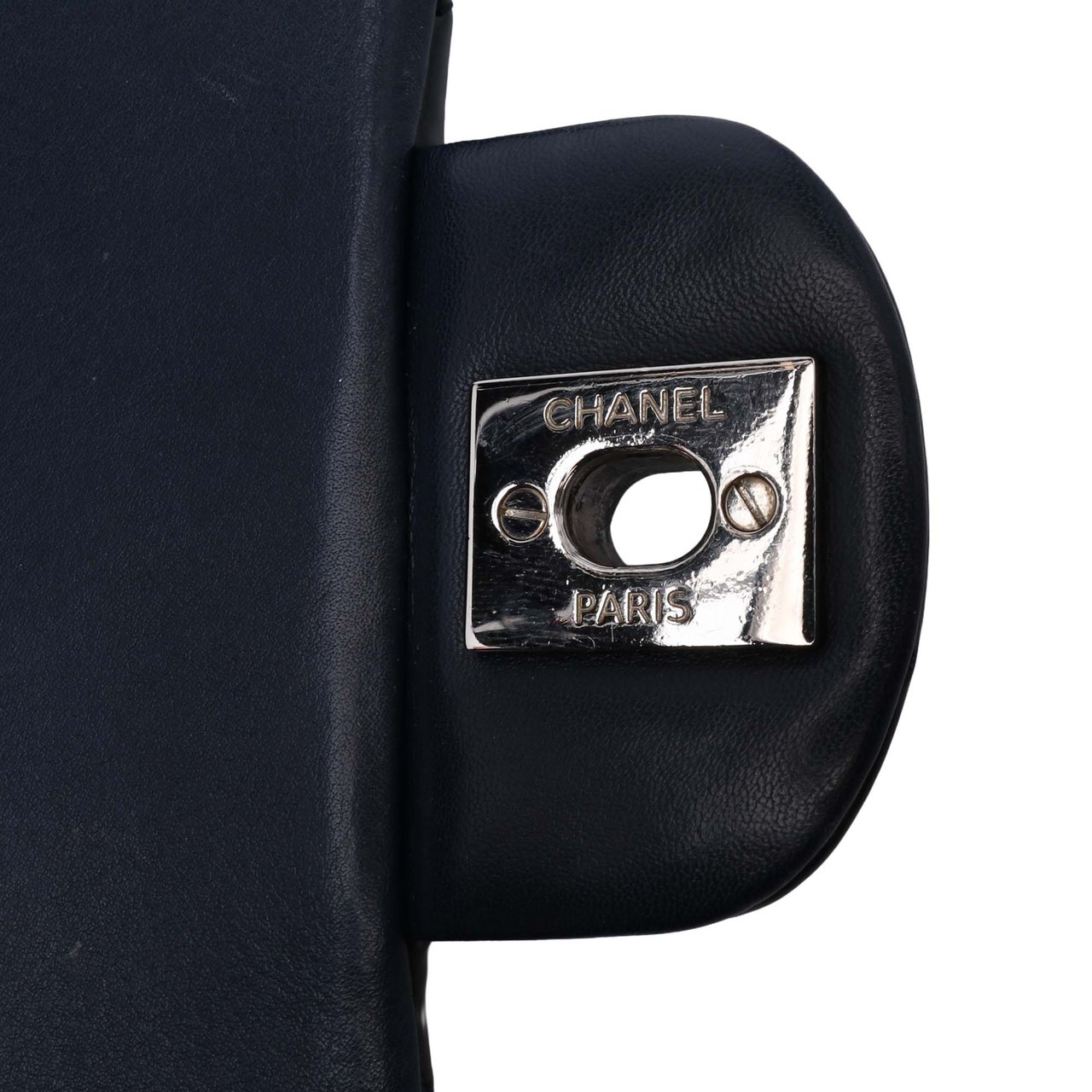 Chanel Mini Rectangular Classic Chevron Patent Single Flap Blauw