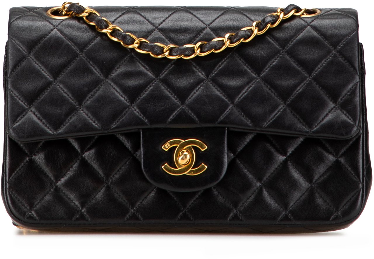 Chanel Small Classic Lambskin Double Flap Zwart