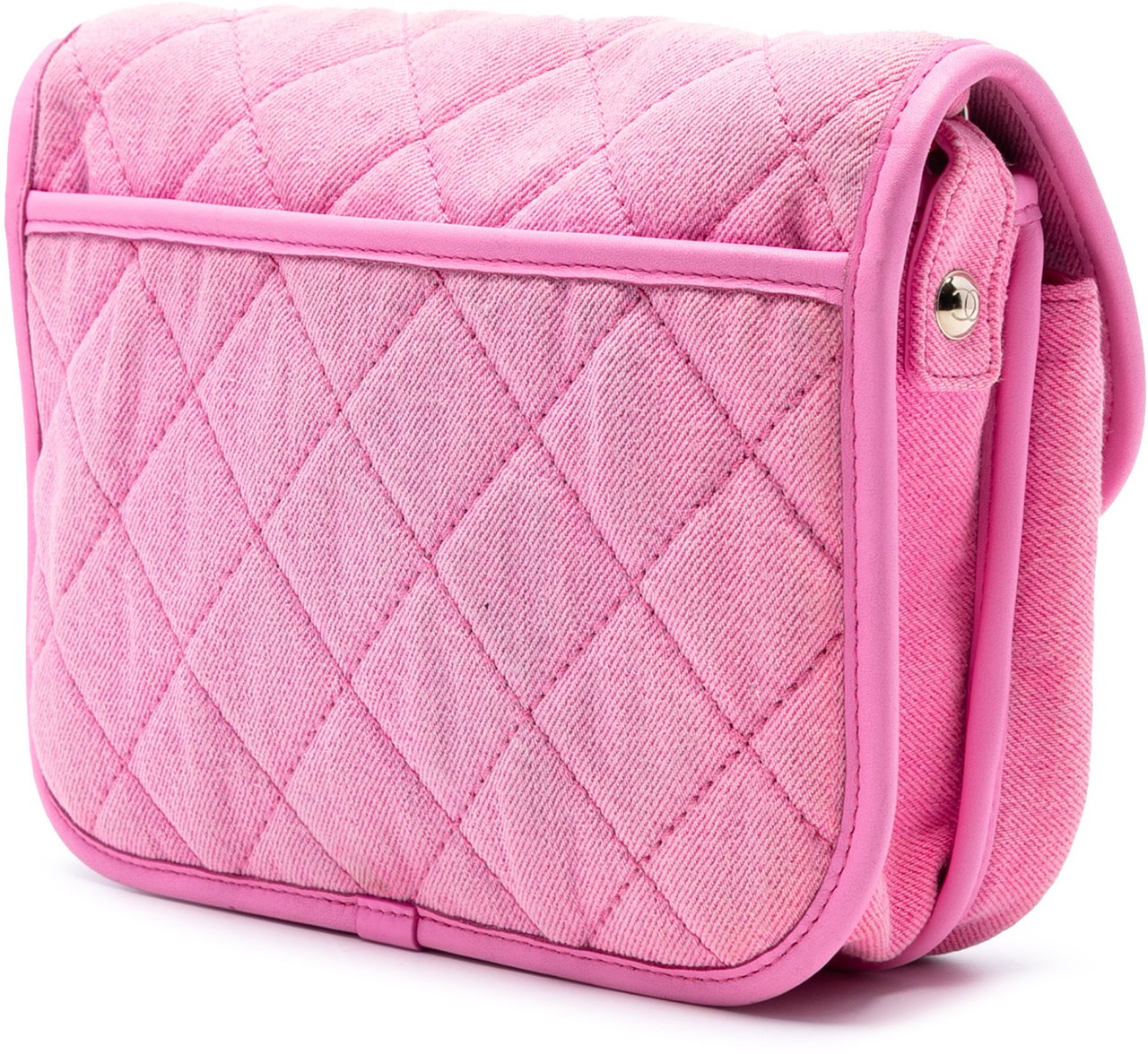 Chanel Small CC Quilted Denim Messenger Flap Roze