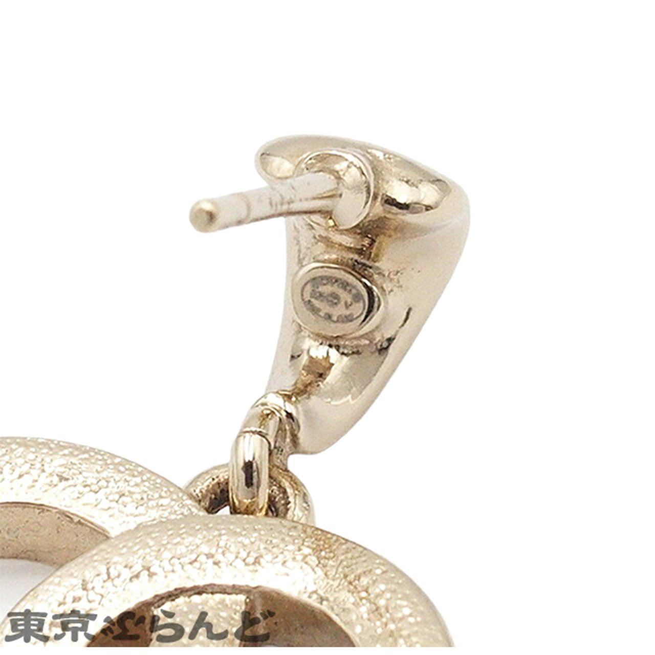 Chanel Silver Plated CC Crystal Drop Push Back Earrings Zilver