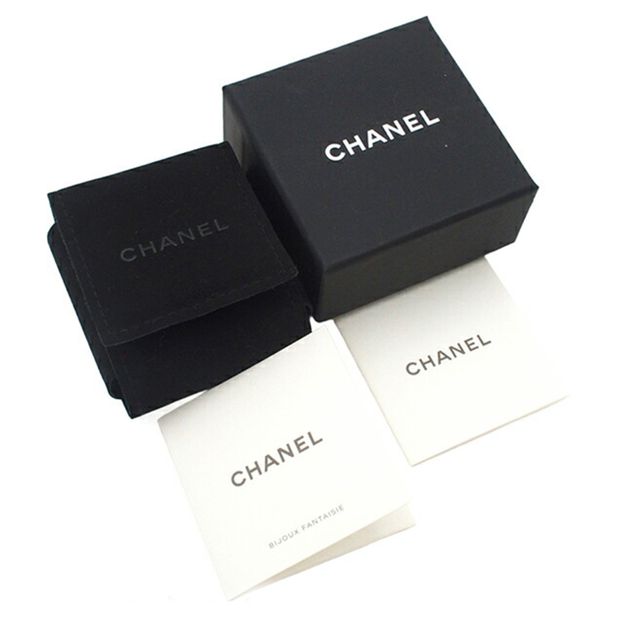 Chanel Silver Plated CC Crystal Drop Push Back Earrings Zilver