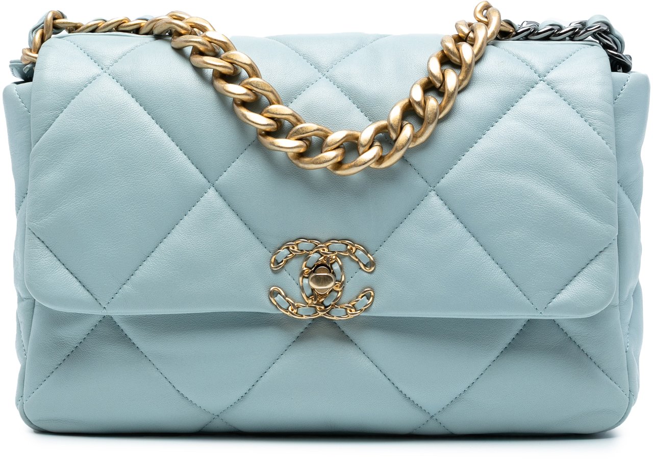 Chanel Large Lambskin 19 Flap Blauw