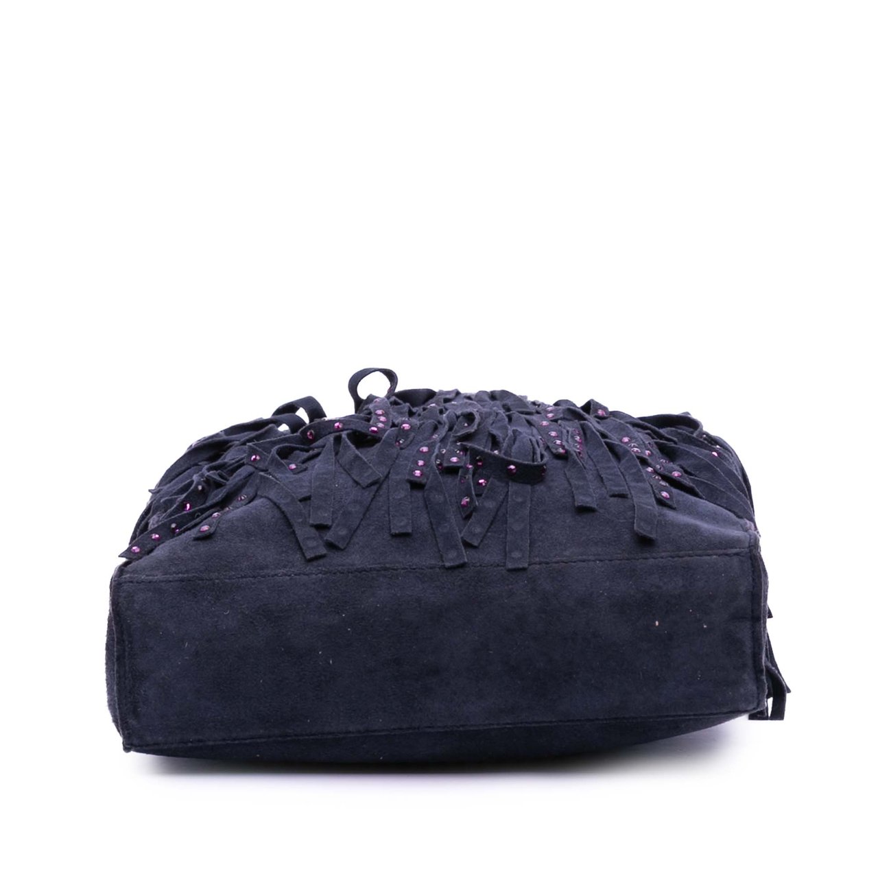 Chanel Mini Suede Studded Fringe Tote Paars
