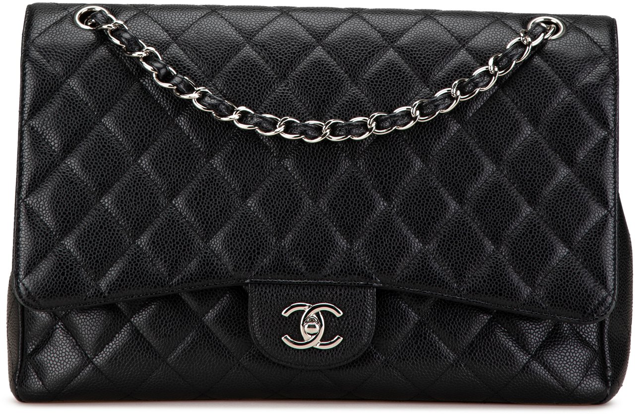 Chanel Maxi Classic Caviar Single Flap Zwart