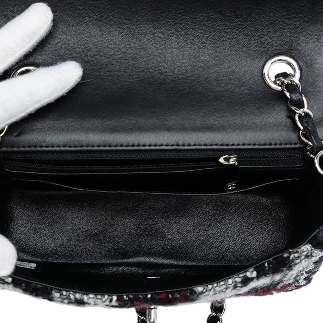 Chanel Mini Rectangular Quilted Tweed Single Flap Zwart