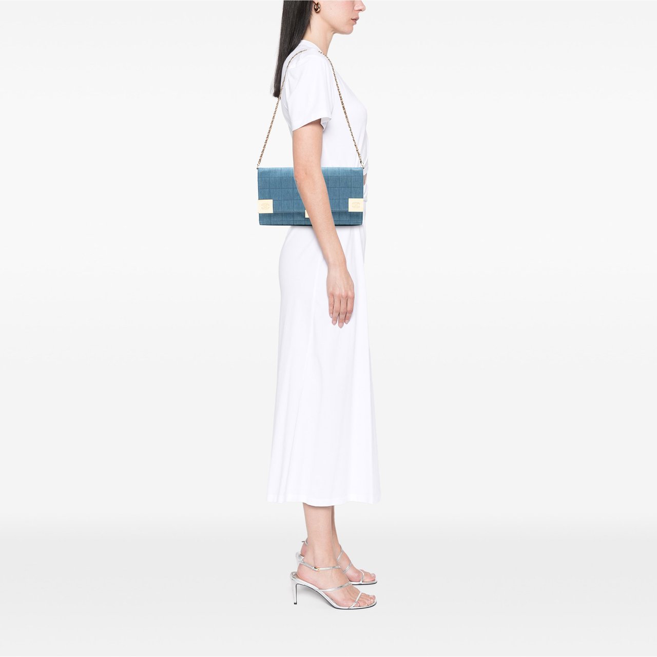 Chanel CC Chocolate Bar Denim Flap Blauw