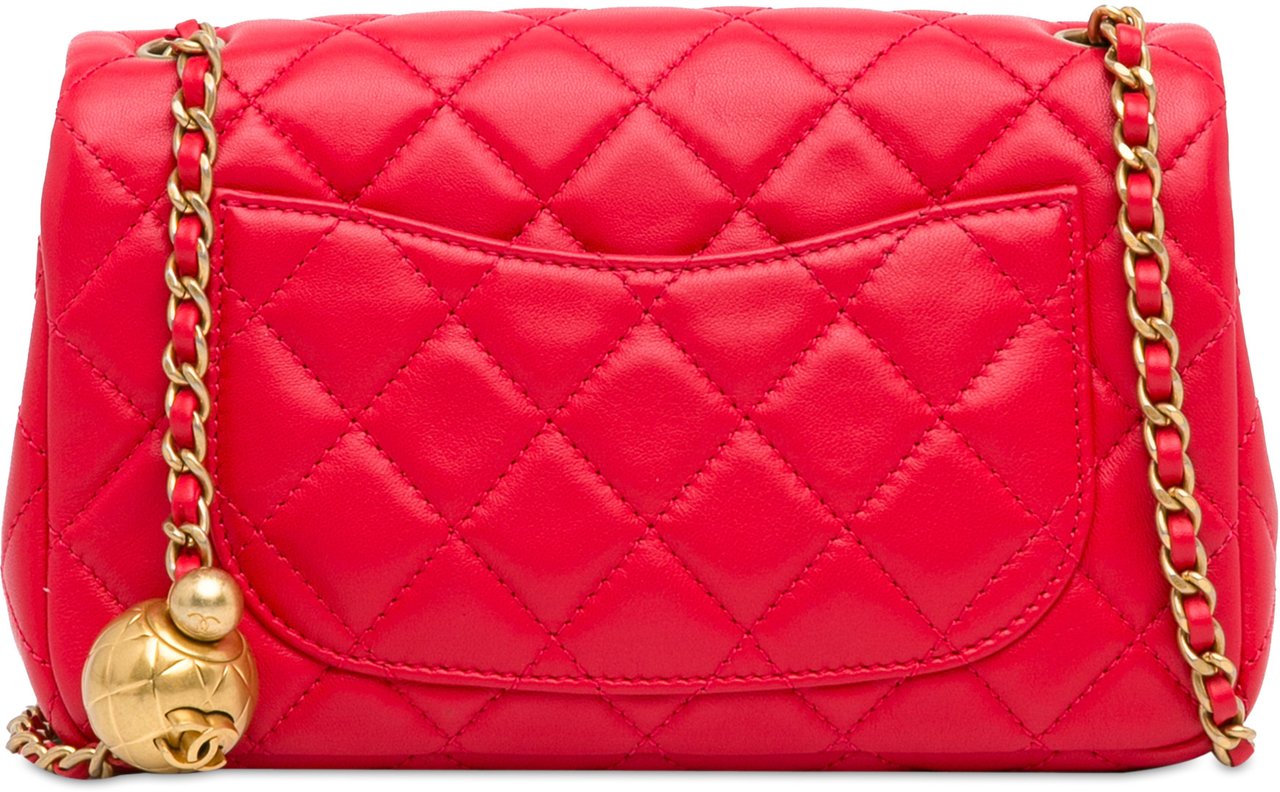 Chanel Mini Rectangular Lambskin Pearl Crush Flap Rood
