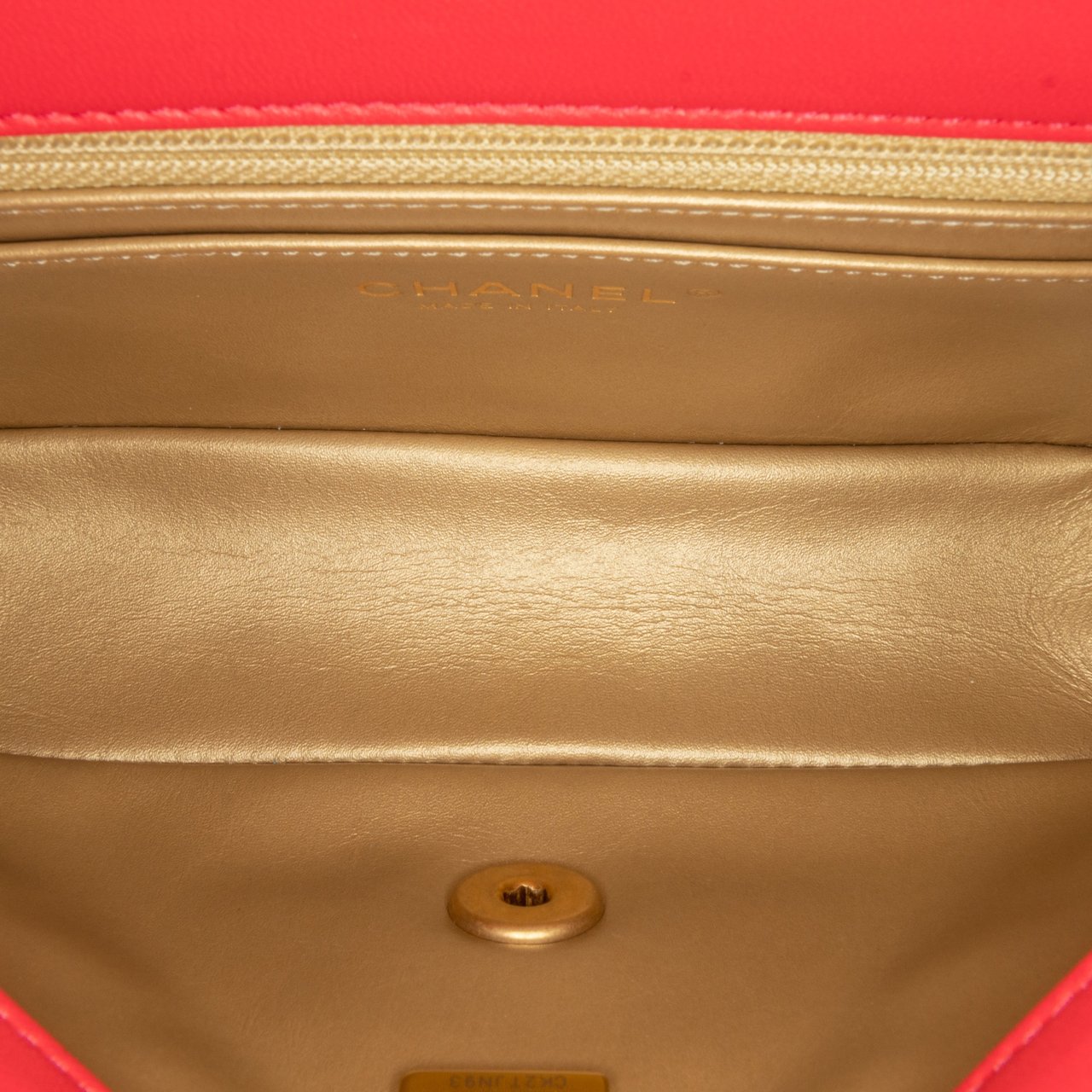 Chanel Mini Rectangular Lambskin Pearl Crush Flap Rood
