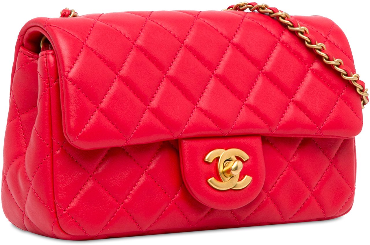 Chanel Mini Rectangular Lambskin Pearl Crush Flap Rood