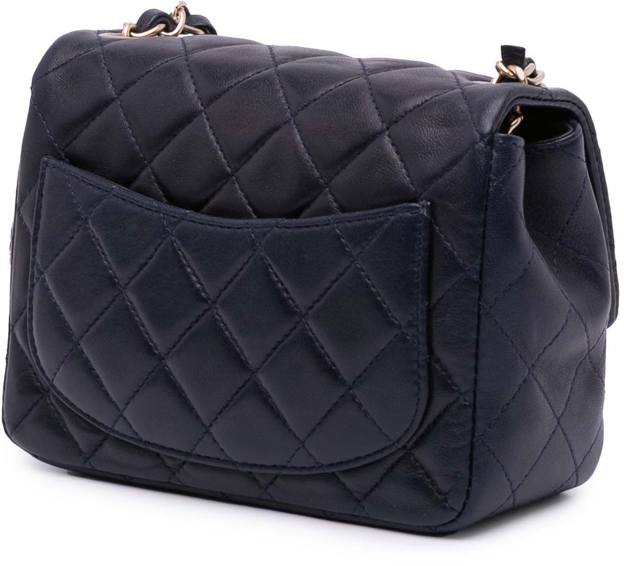 Chanel Mini Square Classic Lambskin Single Flap Blauw