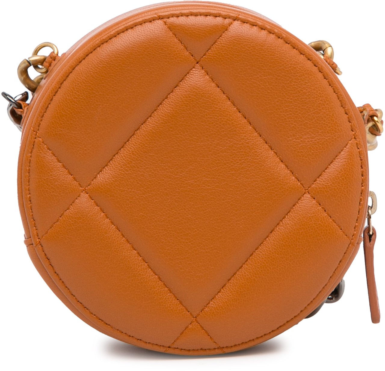 Chanel Lambskin 19 Round Clutch with Chain Bruin