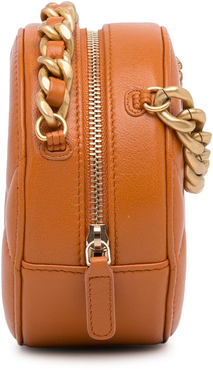 Chanel Lambskin 19 Round Clutch with Chain Bruin