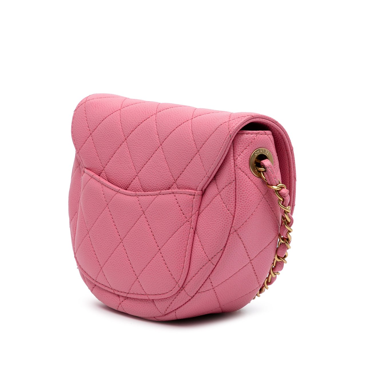 Chanel Mini CC Quilted Caviar Messenger Flap Roze
