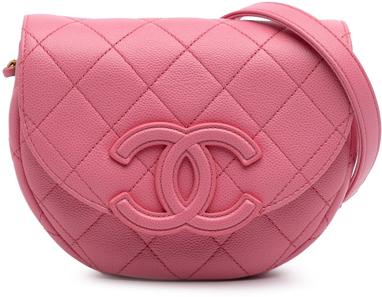 Chanel Mini CC Quilted Caviar Messenger Flap Roze