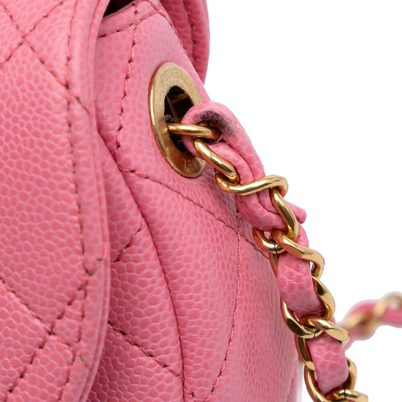 Chanel Mini CC Quilted Caviar Messenger Flap Roze