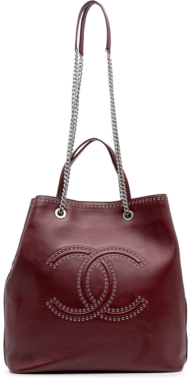 Chanel Large Calfskin Coco Eyelets Shopping Tote Rood