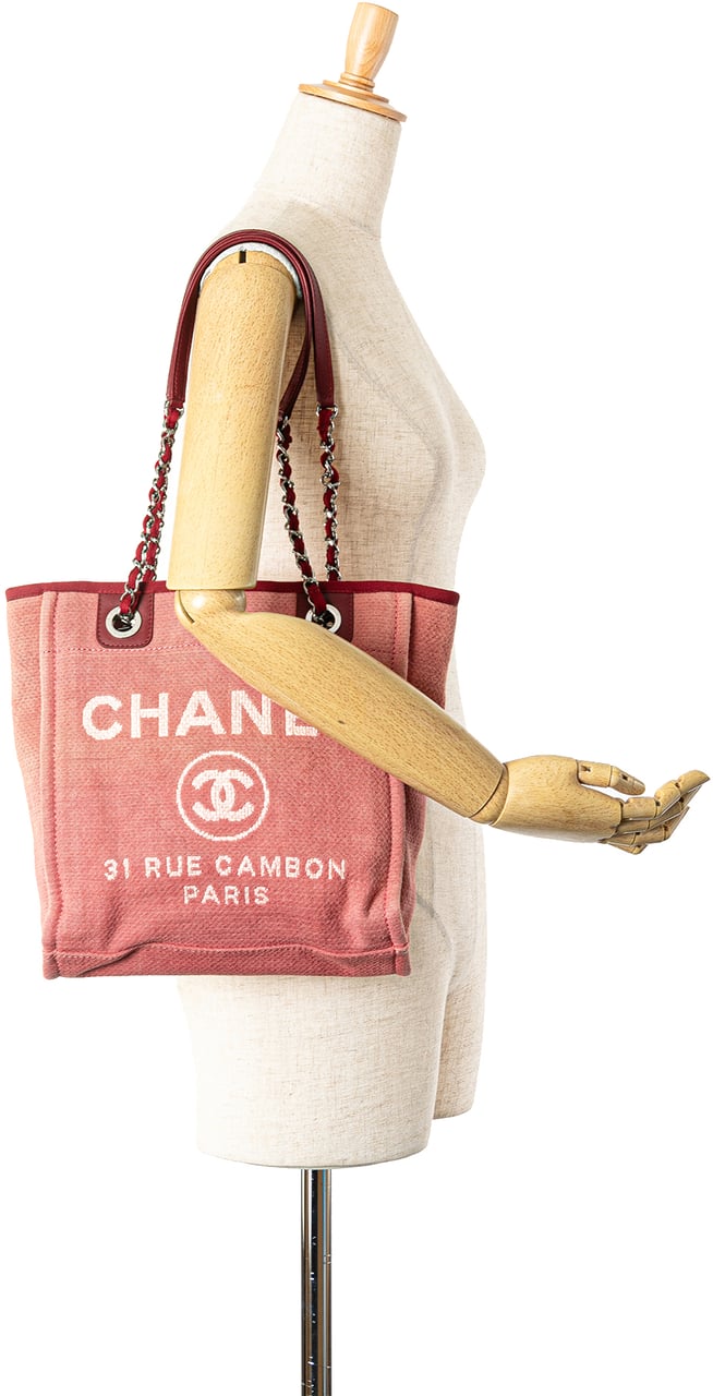 Chanel Mini Mixed Fibers Deauville Tote Rood