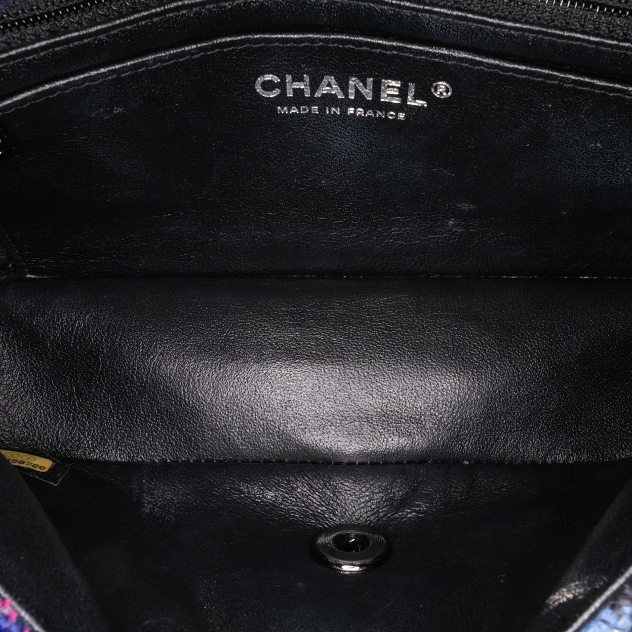 Chanel Mini Rectangular Classic Tweed Single Flap Blauw