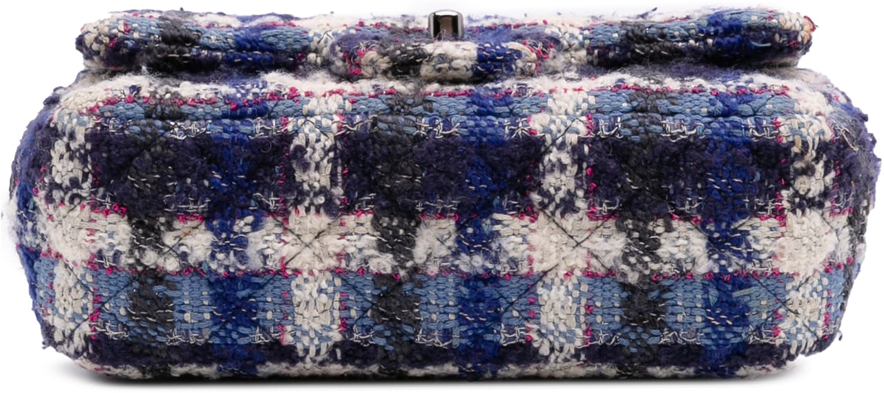 Chanel Mini Rectangular Classic Tweed Single Flap Blauw