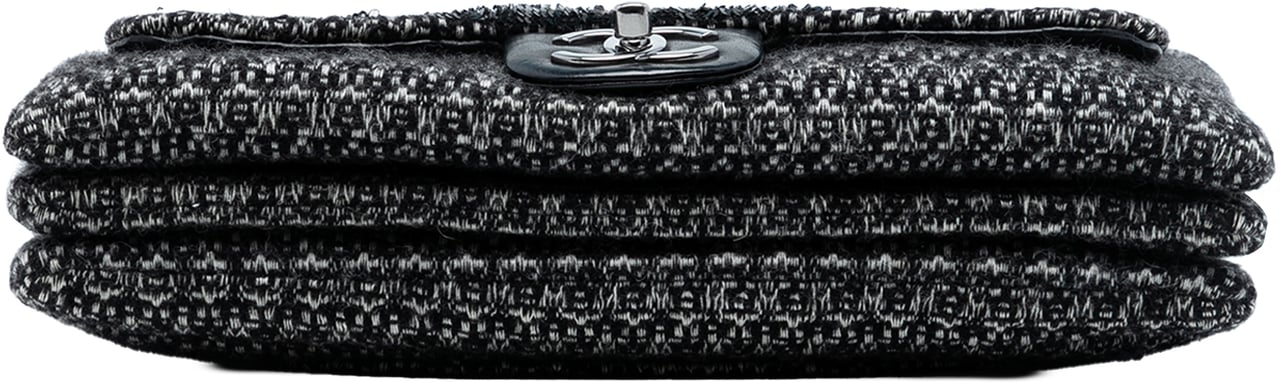 Chanel Large Tweed and Sequin Icons 3 Accordion Flap Zwart