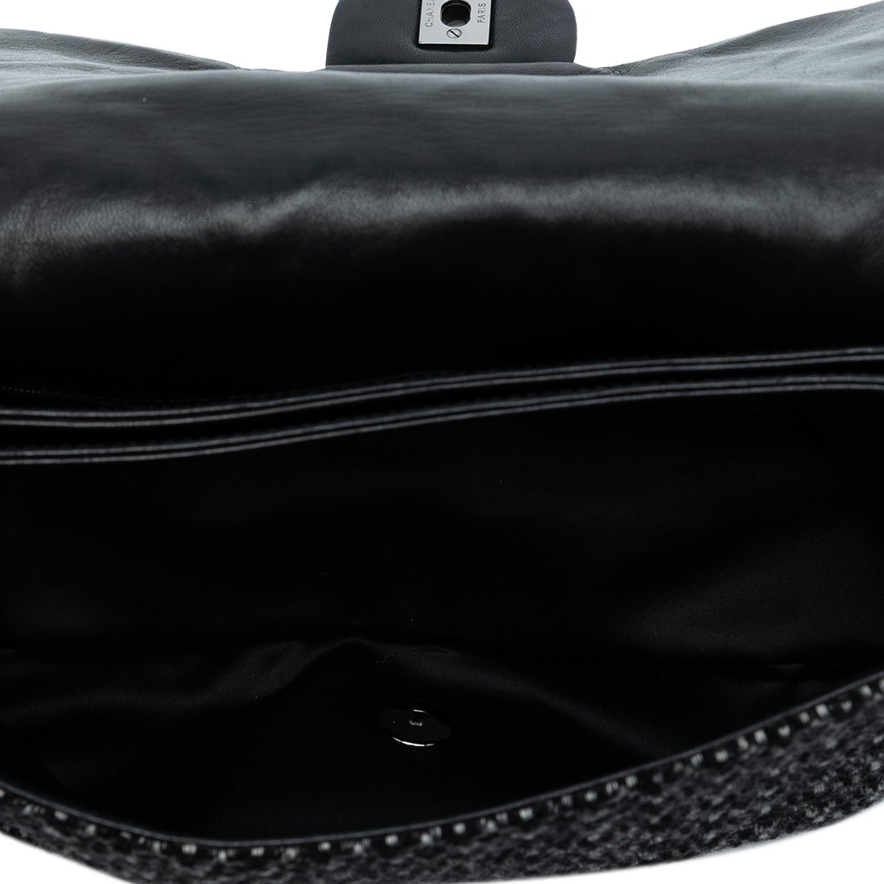 Chanel Large Tweed and Sequin Icons 3 Accordion Flap Zwart