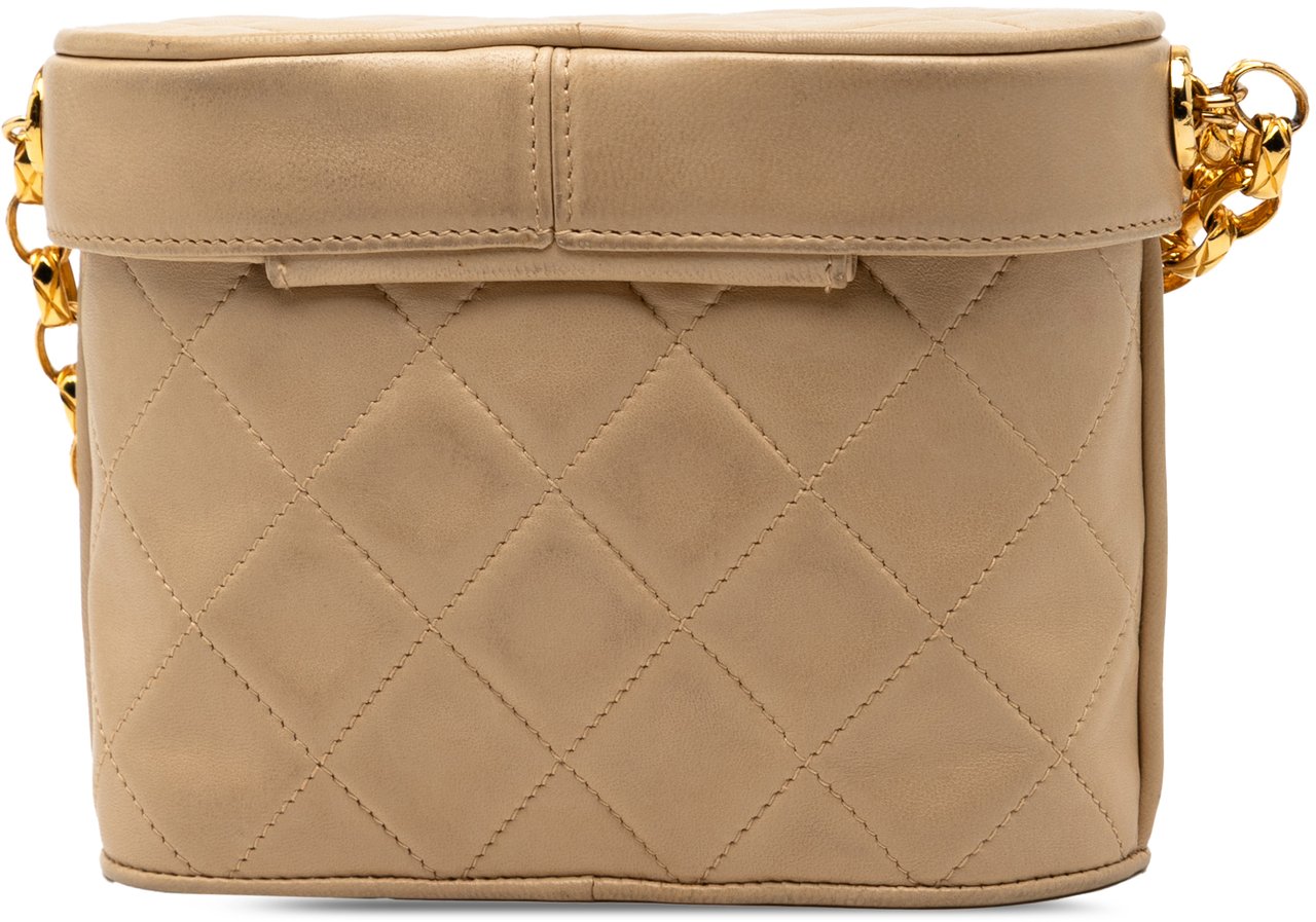 Chanel CC Quilted Lambskin Tassel Chain Vanity Bag Bruin