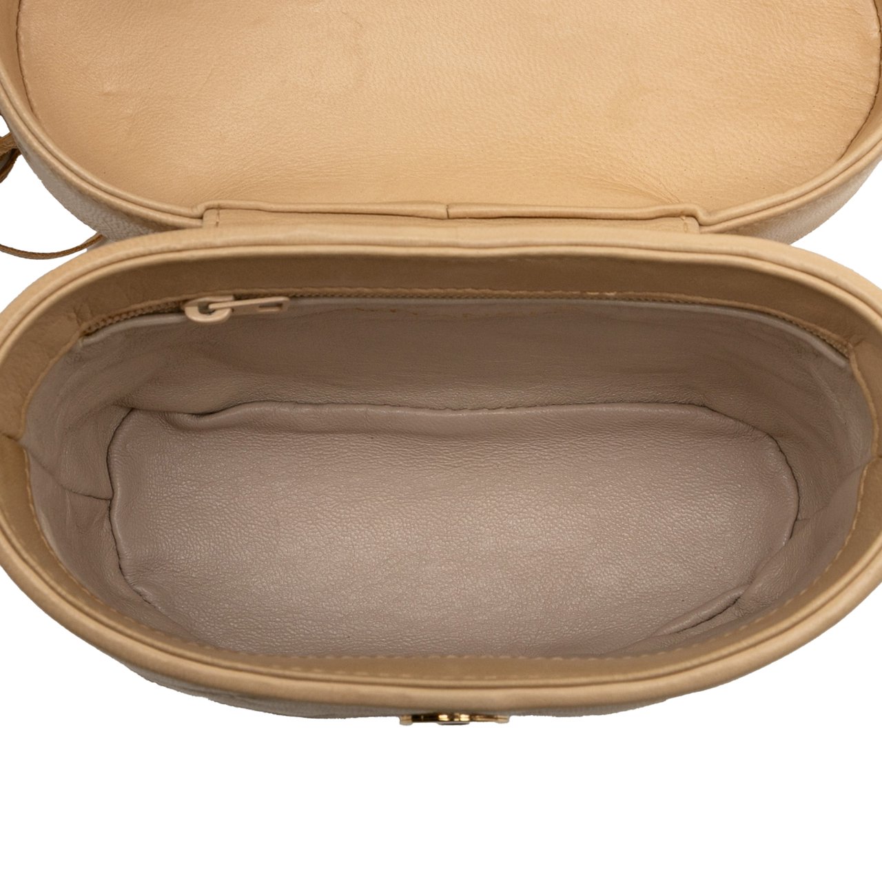 Chanel CC Quilted Lambskin Tassel Chain Vanity Bag Bruin