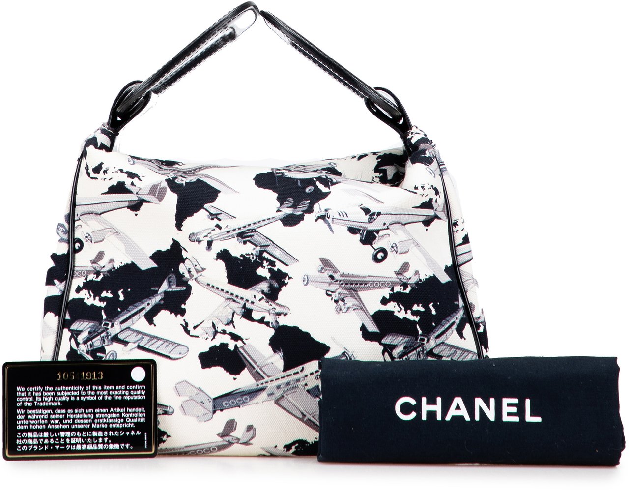 Chanel Printed Canvas Coco Airline Handbag Wit