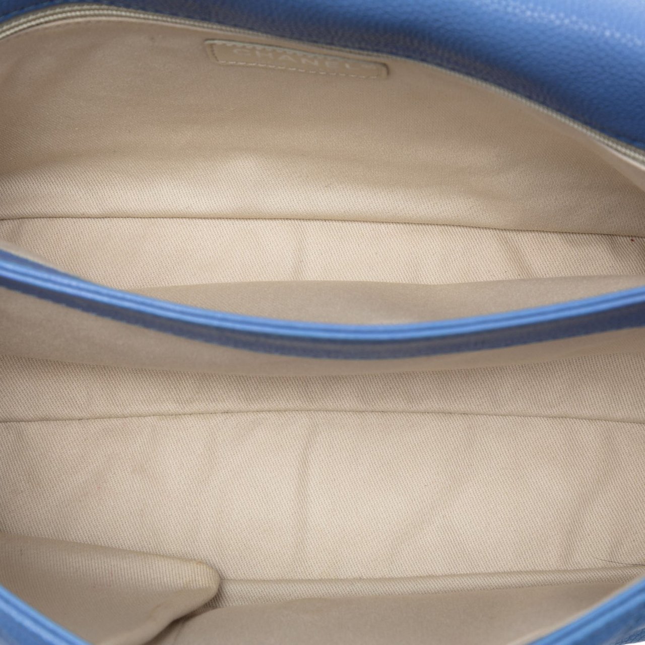 Chanel Jumbo Quilted Caviar Double Compartment Chain Flap Blauw