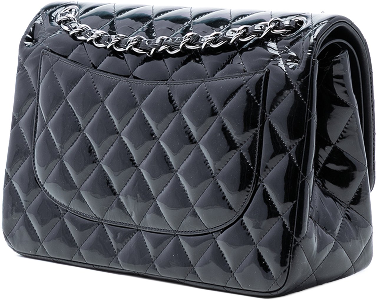 Chanel Jumbo Classic Patent Double Flap Zwart
