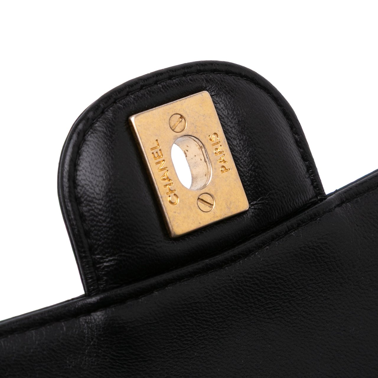 Chanel Mini Square Classic Chevron Lambskin Single Flap Zwart
