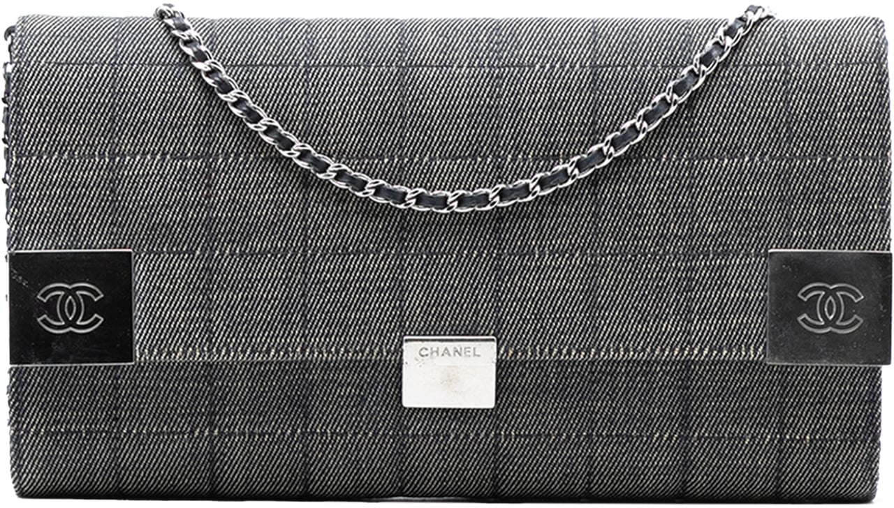 Chanel CC Choco Bar Denim Chain Flap Grijs