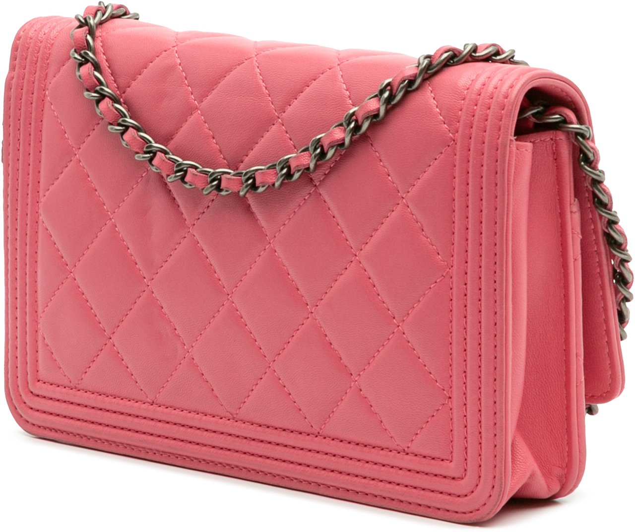 Chanel Lambskin Boy Wallet On Chain Roze