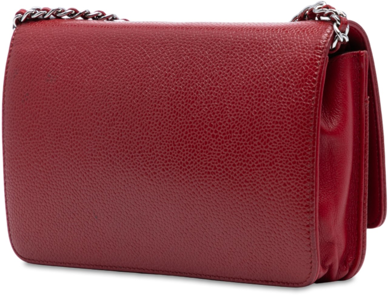 Chanel CC Caviar Wallet On Chain Rood