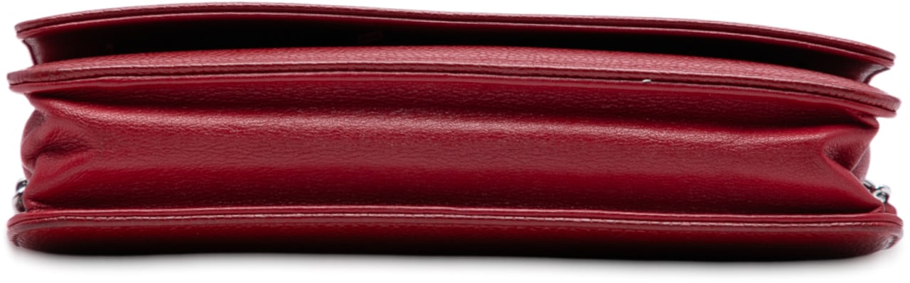 Chanel CC Caviar Wallet On Chain Rood