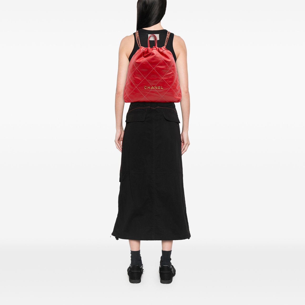 Chanel Large Shiny Quilted Calfskin 22 Backpack Rood