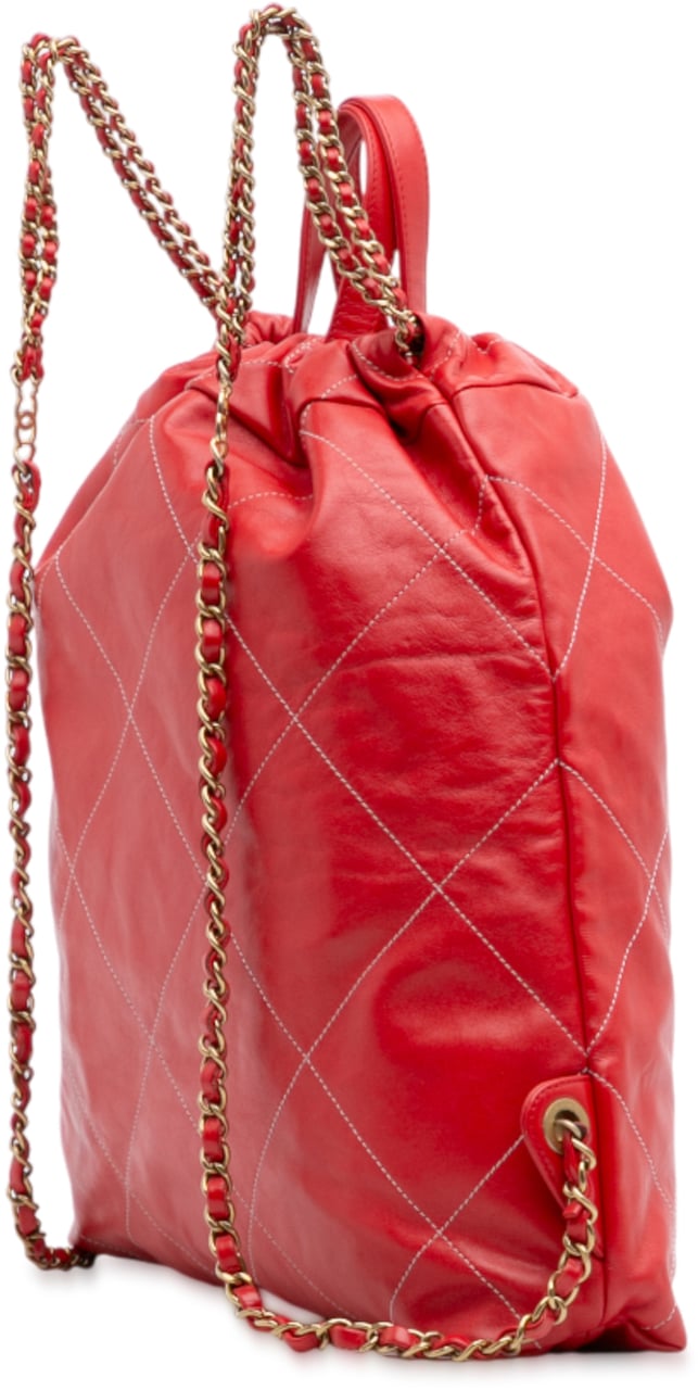 Chanel Large Shiny Quilted Calfskin 22 Backpack Rood
