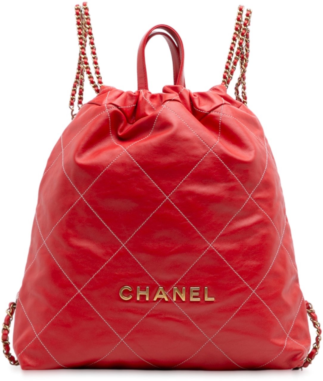 Chanel Large Shiny Quilted Calfskin 22 Backpack Rood